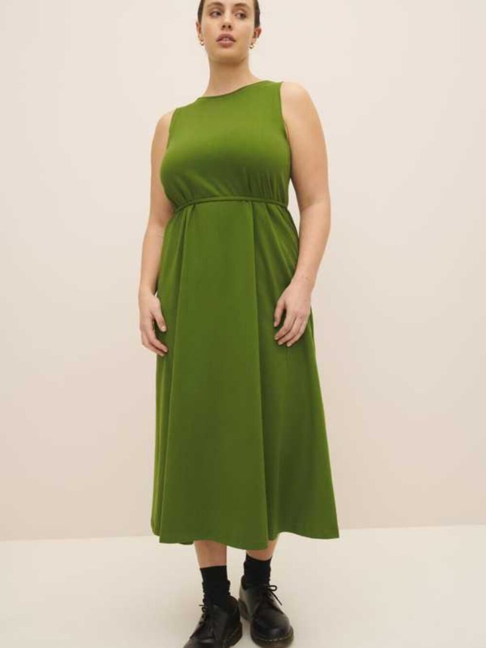 Kowtow Green Organic Cotton Midi Swing Dress